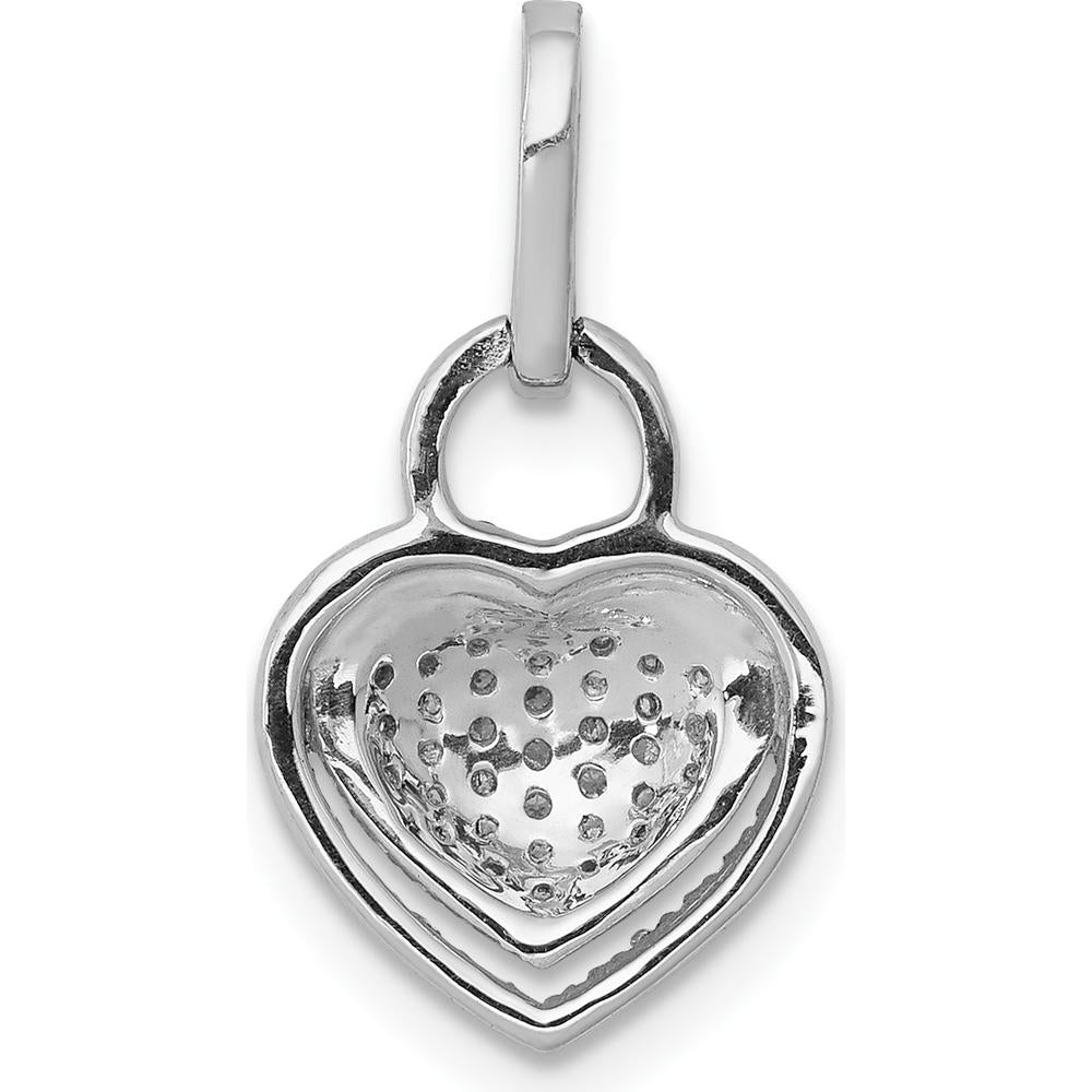 14K White Gold Pave Diamond Heart Pendant - 1/5 Carat Total Diamond Weight by Monteluci Fine Jewelry