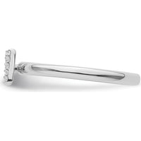 14K White Gold Pavé Diamond Initial N Ring with Rhodium Finish - Stackable Women's Fine Jewelry by 0
