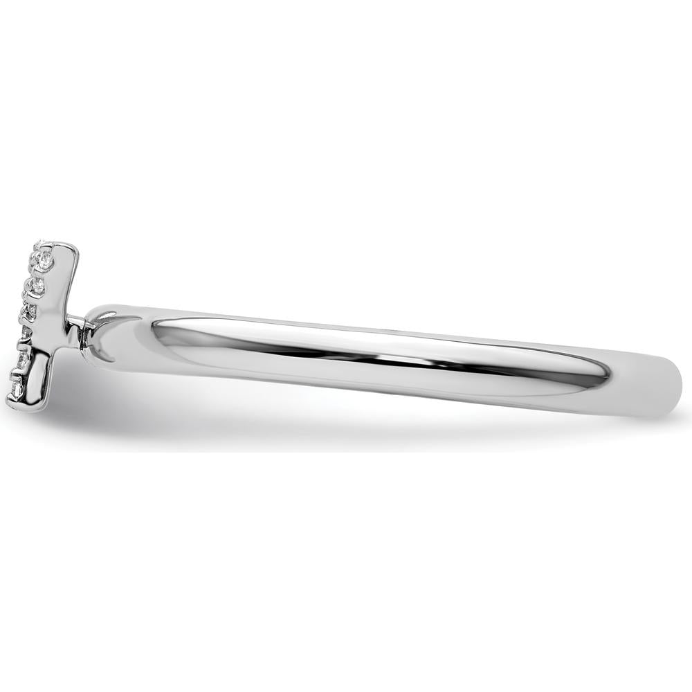 14K White Gold Pavé Diamond Initial "Y" Stackable Ring - Size 7 by 0