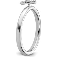 14K White Gold Pavé Diamond Initial "Y" Stackable Ring - Size 7 by 0
