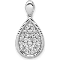 14K White Gold Pave Diamond Teardrop Pendant - 0.50 Carat Total Diamond Weight by Monteluci Fine Jewelry