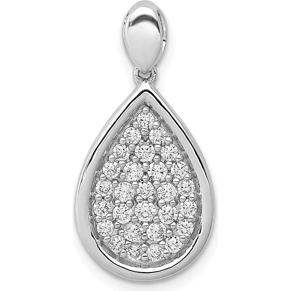 14K White Gold Pave Diamond Teardrop Pendant - 0.50 Carat Total Diamond Weight by Monteluci Fine Jewelry