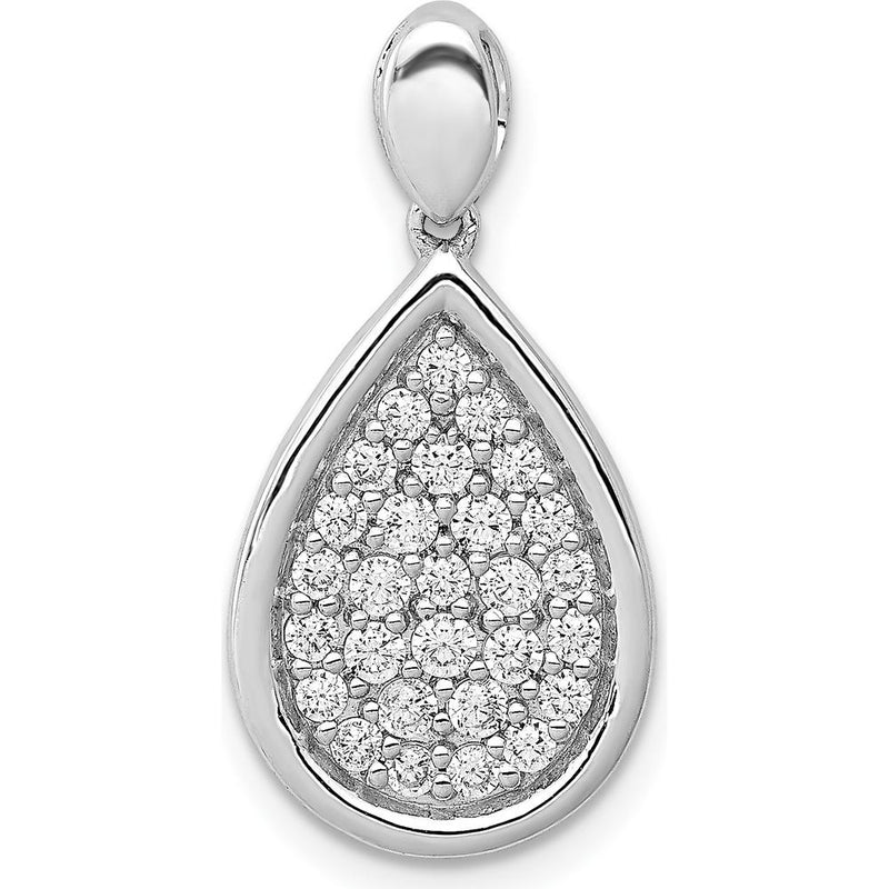 14K White Gold Pave Diamond Teardrop Pendant - 0.50 Carat Total Diamond Weight by Monteluci Fine Jewelry