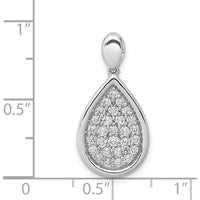 14K White Gold Pave Diamond Teardrop Pendant - 0.50 Carat Total Diamond Weight by Monteluci Fine Jewelry