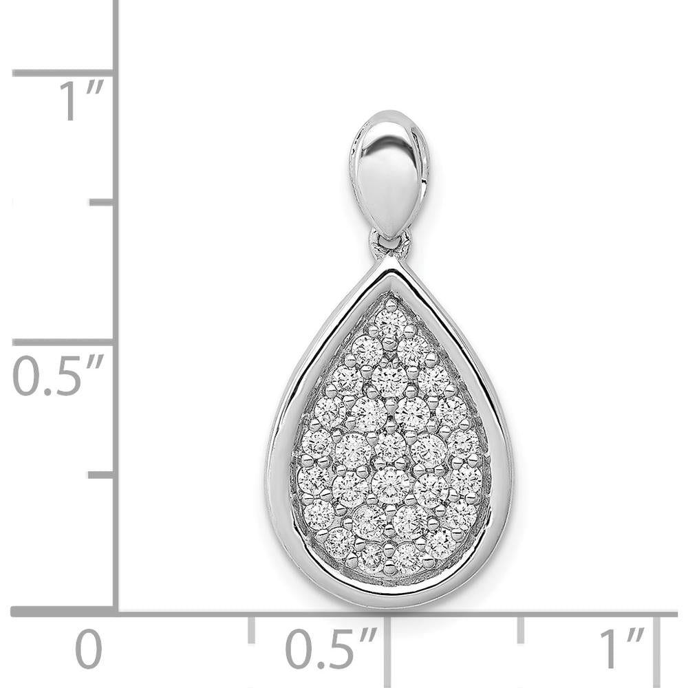 14K White Gold Pave Diamond Teardrop Pendant - 0.50 Carat Total Diamond Weight by Monteluci Fine Jewelry