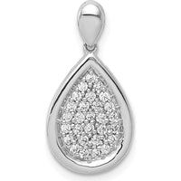 14K White Gold Pave Diamond Teardrop Pendant - 1/4 Carat Total Diamond Weight by Monteluci Fine Jewelry