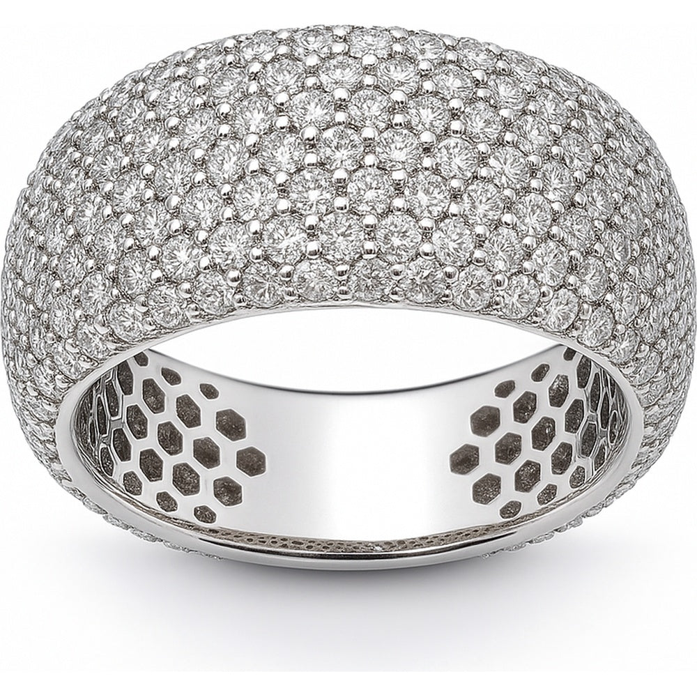 14K White Gold Pave Set Anniversary Band with Round Brilliant Diamonds - 4.01 Carat Total Diamond Weight by Auriventus