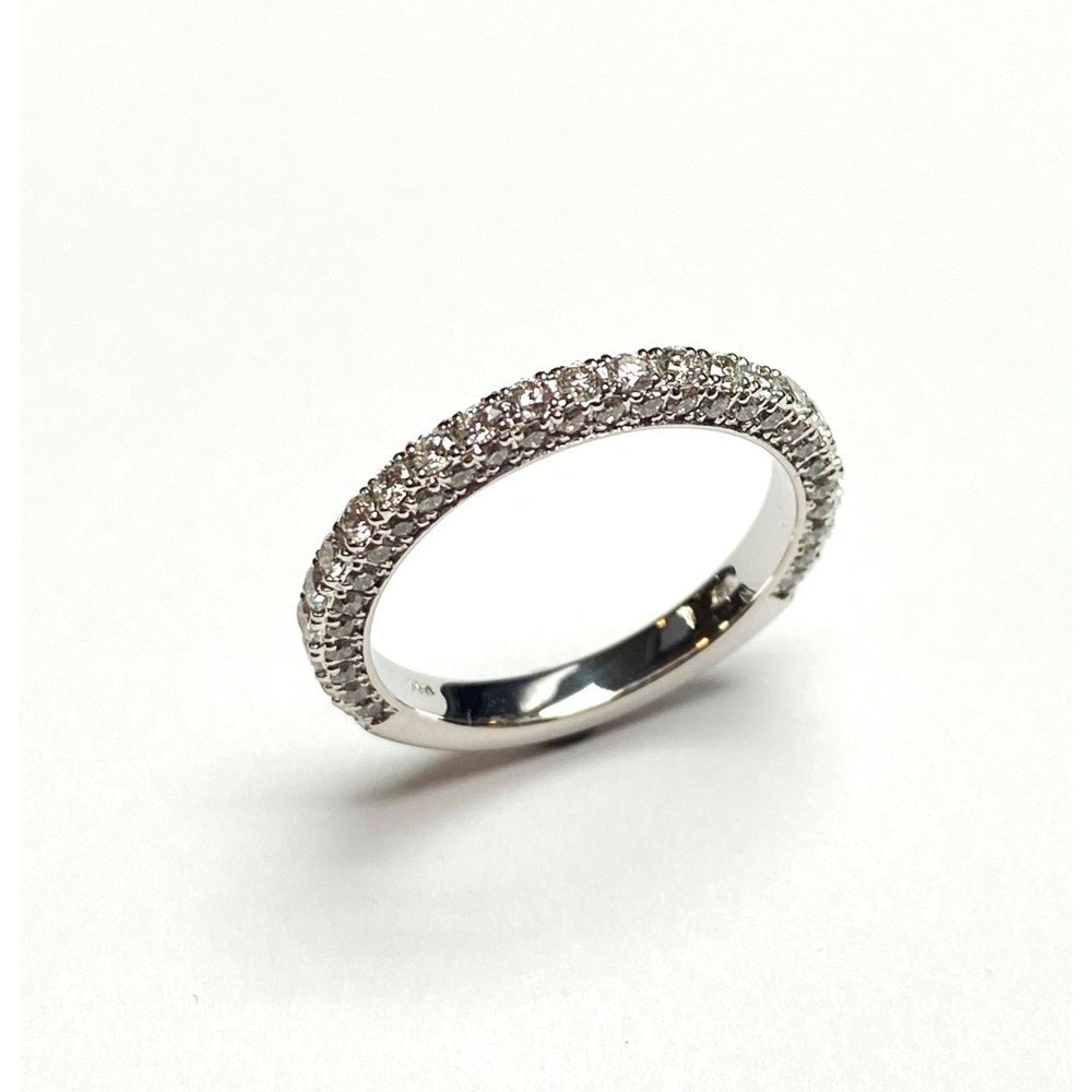 14K White Gold Pavé Set Round Diamond Eternity Wedding Band - 0.82 Carat Total Diamond Weight by Auriventus