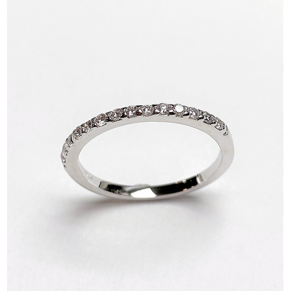 14K White Gold Pavé Set Round Diamond Wedding Band - 0.22 Carat Total Diamond Weight by Auriventus