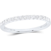 14K White Gold Pave-Set Round Diamond Wedding Band - 1/6 Carat Total Diamond Weight
