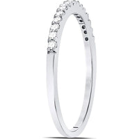 14K White Gold Pave-Set Round Diamond Wedding Band - 1/6 Carat Total Diamond Weight