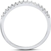 14K White Gold Pave-Set Round Diamond Wedding Band - 1/6 Carat Total Diamond Weight