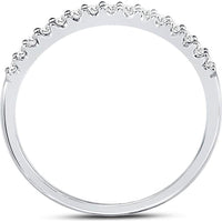14K White Gold Pave-Set Round Diamond Wedding Band - 1/6 Carat Total Diamond Weight