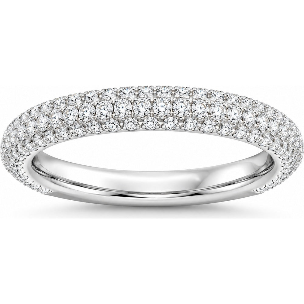 14K White Gold Pavé Set Round Diamond Wedding Band - 1.70 Carat Total Diamond Weight by Auriventus