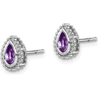 14K White Gold Pear Amethyst Post Earrings - 0.75 Carat Total Amethyst Weight by Monteluci Fine Jewelry