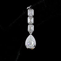 14K White Gold Pear and Emerald Cut Lab Diamond Drop Earrings with Bezel Setting - 5.09 Carats Total Diamond Weight - Covaloro Fine Jewelry