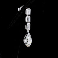 14K White Gold Pear and Emerald Cut Lab Diamond Drop Earrings with Bezel Setting - 5.09 Carats Total Diamond Weight - Covaloro Fine Jewelry