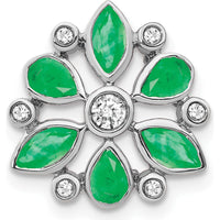 14K White Gold Pear and Marquise Emerald and Diamond Chain Slide - 0.40 Carat Total Emerald Weight, 0.075 Carat Total Diamond Weight by Lumare Gioia