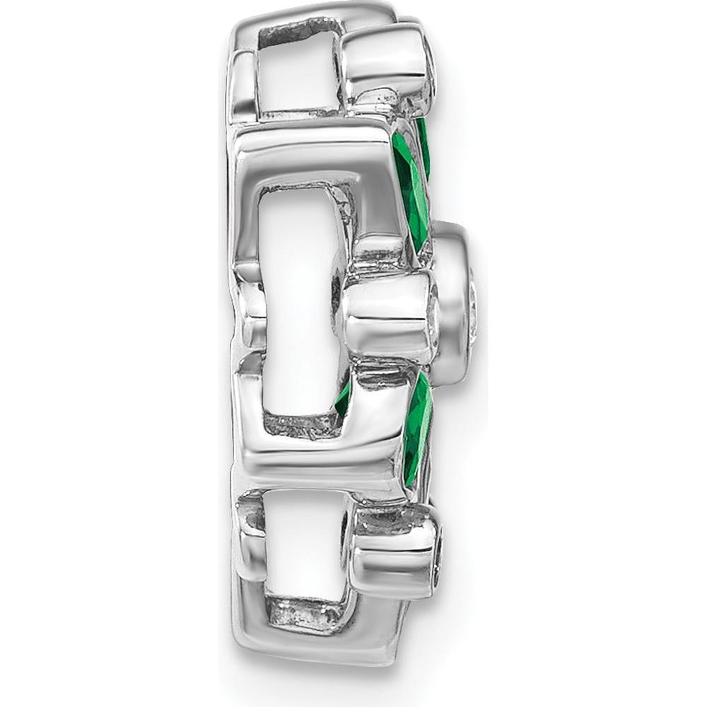 14K White Gold Pear and Marquise Emerald and Diamond Chain Slide - 0.40 Carat Total Emerald Weight, 0.075 Carat Total Diamond Weight by Lumare Gioia