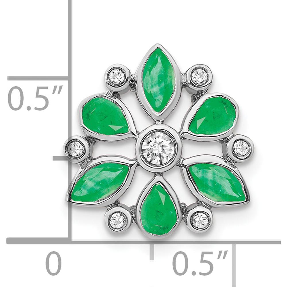 14K White Gold Pear and Marquise Emerald and Diamond Chain Slide - 0.40 Carat Total Emerald Weight, 0.075 Carat Total Diamond Weight by Lumare Gioia