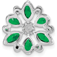 14K White Gold Pear and Marquise Emerald and Diamond Chain Slide - 0.40 Carat Total Emerald Weight, 0.075 Carat Total Diamond Weight by Lumare Gioia