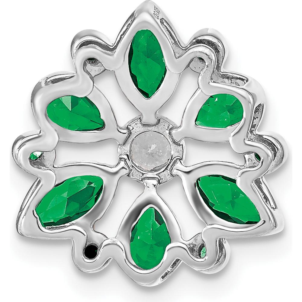 14K White Gold Pear and Marquise Emerald and Diamond Chain Slide - 0.40 Carat Total Emerald Weight, 0.075 Carat Total Diamond Weight by Lumare Gioia