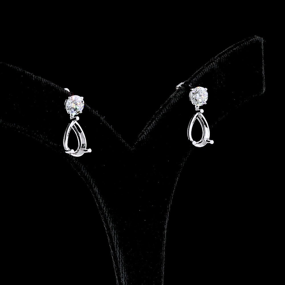 14K White Gold Pear and Round Cut Diamond Drop Earrings - 5.22 Carats Total Diamond Weight, D-E Color VS1 Clarity Lab Diamonds with GIA and IGI Certification - Covaloro Fine Jewelry