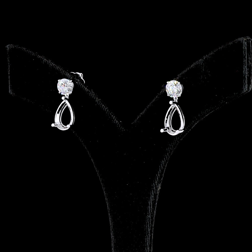 14K White Gold Pear and Round Cut Diamond Drop Earrings - 5.22 Carats Total Diamond Weight, D-E Color VS1 Clarity Lab Diamonds with GIA and IGI Certification - Covaloro Fine Jewelry