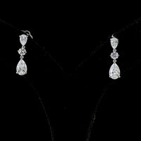 14K White Gold Pear and Round Graduated Drop Earrings with Lab Grown Diamonds - 1.97 Carats Total Diamond Weight - Covaloro Fine Jewelry