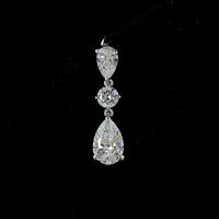 14K White Gold Pear and Round Graduated Drop Earrings with Lab Grown Diamonds - 1.97 Carats Total Diamond Weight - Covaloro Fine Jewelry