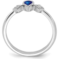14K White Gold Pear Bezel Sapphire and Diamond Ring - 0.2 Carat Sapphire, 0.04 Carat Diamond by 0