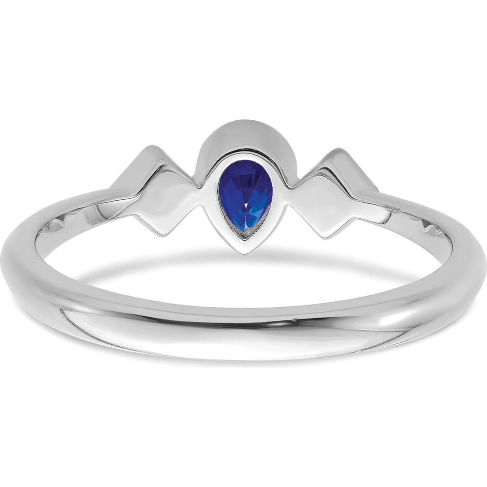 14K White Gold Pear Bezel Sapphire and Diamond Ring - 0.2 Carat Sapphire, 0.04 Carat Diamond by 0