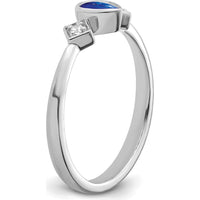14K White Gold Pear Bezel Sapphire and Diamond Ring - 0.2 Carat Sapphire, 0.04 Carat Diamond by 0