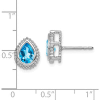 14K White Gold Pear Blue Topaz Post Earrings - 0.75 Carat Total Gem Weight by Monteluci Fine Jewelry