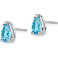 14K White Gold Pear Blue Topaz Stud Earrings - 1.1 Carat Total Gem Weight by Monteluci Fine Jewelry