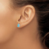 14K White Gold Pear Blue Topaz Stud Earrings - 1.1 Carat Total Gem Weight by Monteluci Fine Jewelry