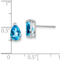 14K White Gold Pear Blue Topaz Stud Earrings - 1.1 Carat Total Gem Weight by Monteluci Fine Jewelry