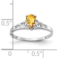 14K White Gold Pear Citrine Ring - 0.35 Carat Total Gemstone Weight by Monteluci Fine Jewelry