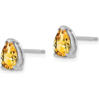 14K White Gold Pear Citrine Stud Earrings - 0.60 Carat Total Gem Weight by Monteluci Fine Jewelry