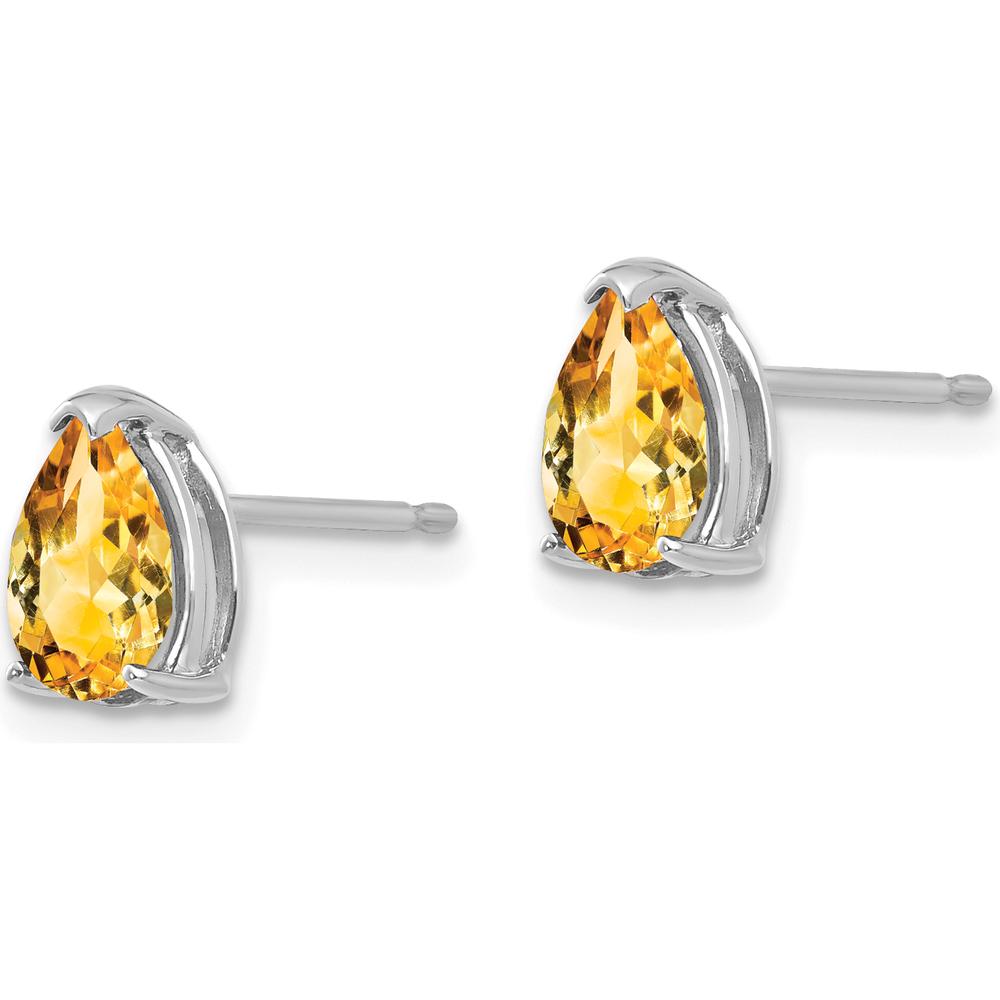 14K White Gold Pear Citrine Stud Earrings - 0.60 Carat Total Gem Weight by Monteluci Fine Jewelry