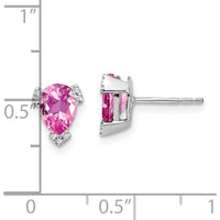 14K White Gold Pear Created Pink Sapphire and Diamond Stud Earrings - 1.5 Carat Total Gem Weight by Monteluci Fine Jewelry