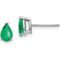 14K White Gold Pear Cut Emerald Stud Earrings - 0.4 Carat Total Carat Weight by Monteluci Fine Jewelry