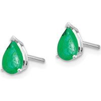 14K White Gold Pear Cut Emerald Stud Earrings - 0.4 Carat Total Carat Weight by Monteluci Fine Jewelry