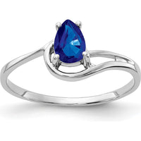 14K White Gold Pear Cut Sapphire Ring with Split Shank Design - 0.55 Carat Natural Blue Sapphire by Monteluci Fine Jewelry