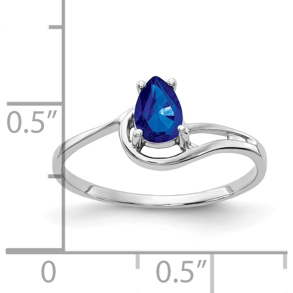 14K White Gold Pear Cut Sapphire Ring with Split Shank Design - 0.55 Carat Natural Blue Sapphire by Monteluci Fine Jewelry