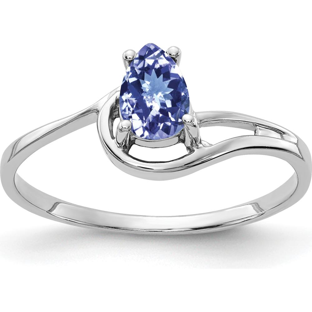 14K White Gold Pear-Cut Tanzanite Ring with 0.45 Carat Natural Blue Gemstone by Monteluci Fine Jewelry