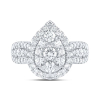 14K White Gold Pear Diamond Bridal Ring - 1 1/2 Carat Total Diamond Weight