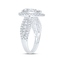 14K White Gold Pear Diamond Bridal Ring - 1 1/2 Carat Total Diamond Weight