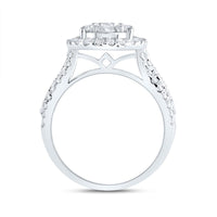 14K White Gold Pear Diamond Bridal Ring - 1 1/2 Carat Total Diamond Weight
