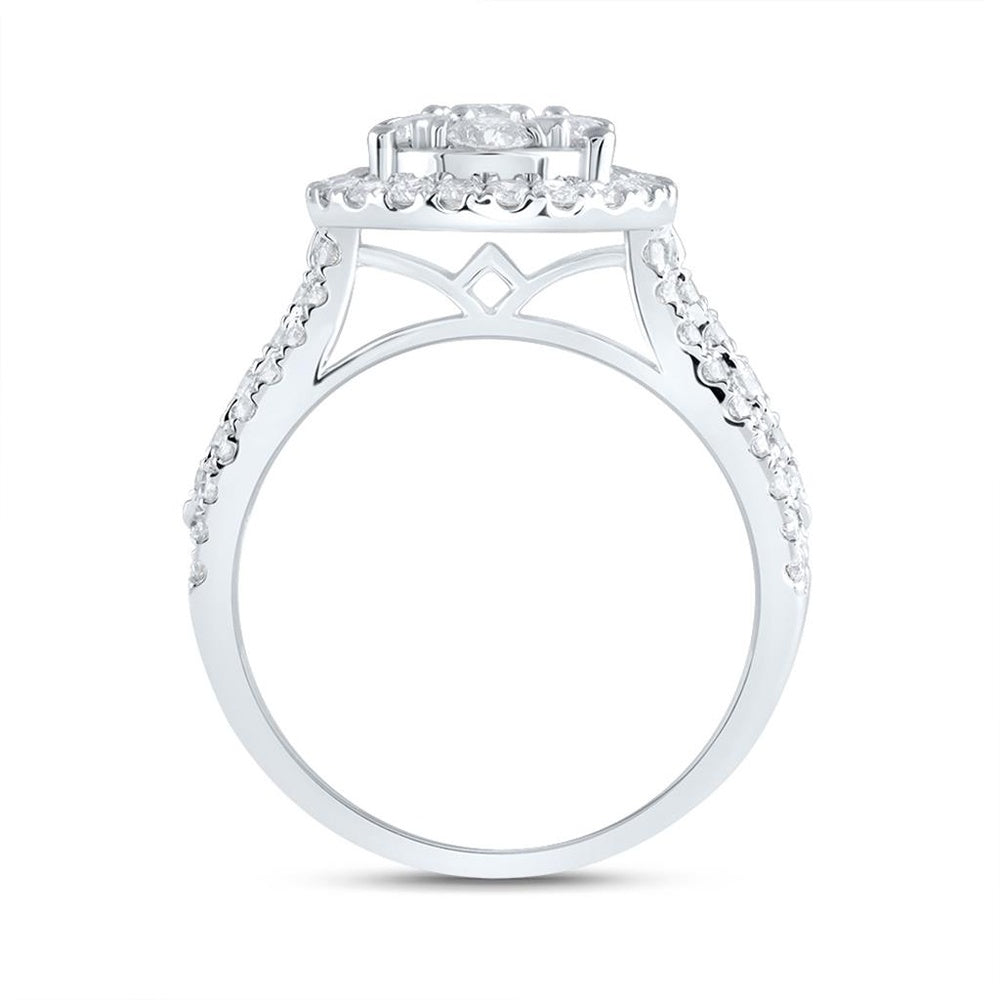 14K White Gold Pear Diamond Bridal Ring - 1 1/2 Carat Total Diamond Weight